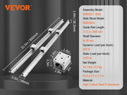 Load image into Gallery viewer, SucceBuy 2PCS Linear Guide Rails SBR12 SBR16 SBR20 800-2200mm &amp; 4PCS UU Bearing Blocks Smooth Motion for DIY Mills CNC Parts - AMOCART
