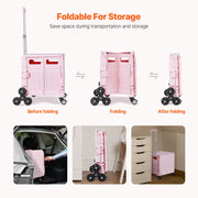 Load image into Gallery viewer, SucceBuy 150lbs Stair Climbing Cart Foldable Utility Hand Cart with Wheels Collapsible Crate Rolling Cart for Shopping Office - AMOCART
