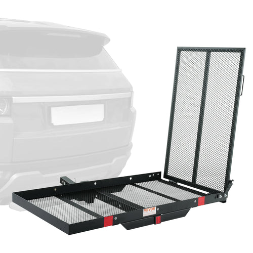 SucceBuy Hitch Mount Cargo Carrier Hitch Cargo Rack with Folding Ramp 500LBS Mobility Scooter Carrier Fit 2