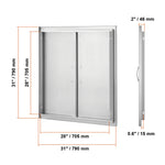 【Premium】Amocart BBQ Access Door Double Outdoor Kitchen Stainless Steel Flush Mount Door for BBQ Island Grilling Station Outsid