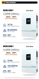 HLTNC Hybrid Solar Inverter 3.6kw 5.5kw 6.5kw 220v Pure Sine Wave Inverter 24V 48V On Grid Solar Charge Home Inversor with WiFi