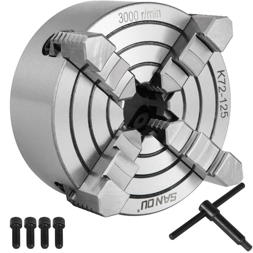 SucceBuy 4-Jaw Lathe Chuck K72-125 125 mm / K72-100 100 mm  Reversible Jaw Metal Lathe Chuck Turning Machine Accessories