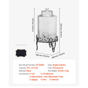 Load image into Gallery viewer, Amocart Beverage Dispenser 2.5Gallon Drink Dispensers Glass Juice Dispenser with Metal Stand Stainless Steel Spigot for Parties

