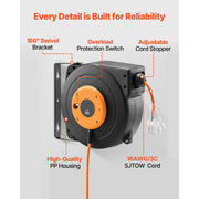 Load image into Gallery viewer, Amocart 30FT Retractable Extension Cord Reel with Lighted Triple Tap Outlet 10Amp Circuit Breaker for Ceiling Wall Mount Garage
