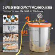 Bild in Galerie-Viewer laden, Amocart 3/5 Gal Upgraded Tempered Glass Lid Vacuum Degassing Chamber 304 Stainless Steel for Stabilizing Wood, Resin Degassing
