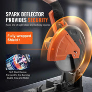 Load image into Gallery viewer, SucceBuy 2800W Chop Saw 14"/355mm Blade Diameter Cut Off Saw 1200RPM Steel Cutting Machine 0-45° Adjustable Dry Cut Chop Saw
