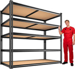 Garage Storage Shelves Organizer, Five Tier Adjustable Utility Rack Shelf, Sturdy Steel Industrial Tool Shelving Unit For Warehouse Pantry Closet Kitchen, Three Thousand Eighty Pound Capacity, Seventy Two By Forty Eight By Tw