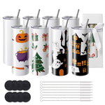 Amocart 8/12/14/16/24/50PC Straight Sublimation Tumblers Blank Tumbler Bulk Stainless Steel Double Tumbler Cups Heat Transfer