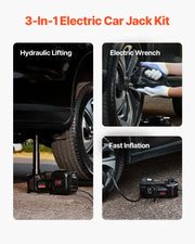 Load image into Gallery viewer, SucceBuy 5T Electric Car Jack Electric Scissor Jack 12V Tire Changer with Electric Impact Wrench &amp; LED Light for Sedan SUV Truck
