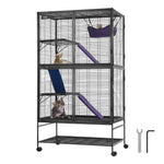 Amocart 64.6" Rolling Metal Ferret Cage Large 4-Tier Critter Nation Cage Small Animal Cage for Rats Hamster Guinea Chinchilla