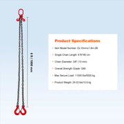 Load image into Gallery viewer, Amocart 3T Chain Sling 6ft 8mm/10mm Heavy Duty Lifting Chains with 2 Leg Grab Hooks G80 for Engine Manual Hoist Lifting Tool
