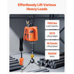 Portable Power Winch 30 ft Lifting Height for Garage Warehouse Factory Towing Amocart 3-in-1 1100lbs Electric Hoist Winch 1500W