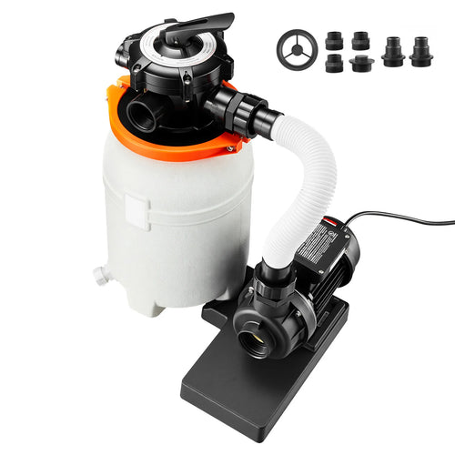SucceBuy Pompe de filtration à sable 10/12/13/16 pouces pour piscine hors sol 0,33/0,75 CV 3000/3500/4400 GPH avec noyau pré-assemblé Vanne à 6 voies