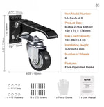 Amocart 165 lbs 2.5" Set of 4 Workbench Caster Wheels Side Mounted Retractable Stepdown Wheel 360° Swivel for Tables Equipment