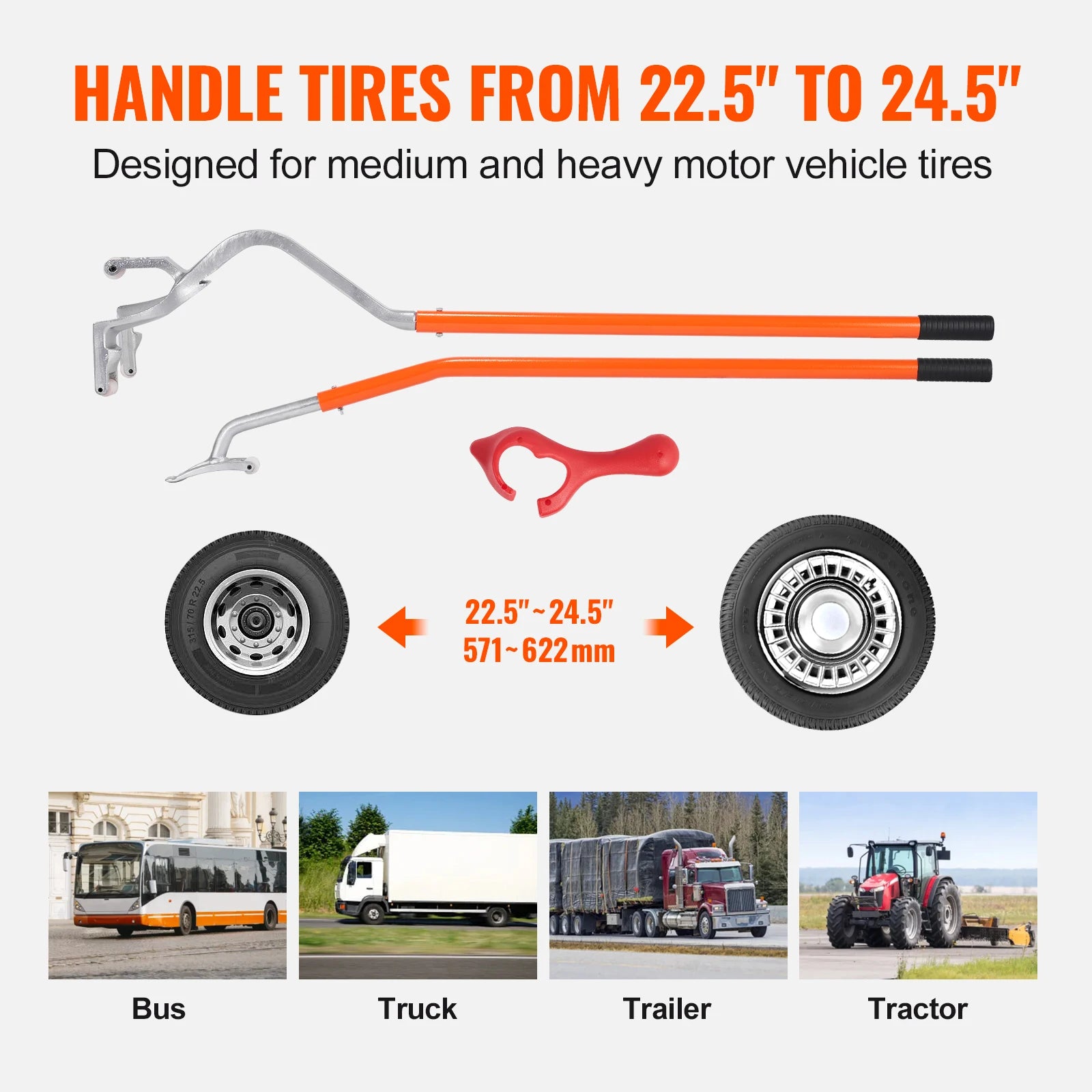 SucceBuy Tire Mount Demount Tool, 22.5"-24.5" Manual Steel Tire Changer Mount Demount Removal Tool, Tire Changing Tools for Car