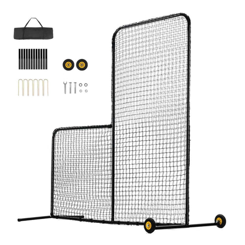 Amocart L Screen Baseball for Batting Cage 7x7 ft Softball Safety Screen Body Protector Portable Batting Screen with Carry Bag