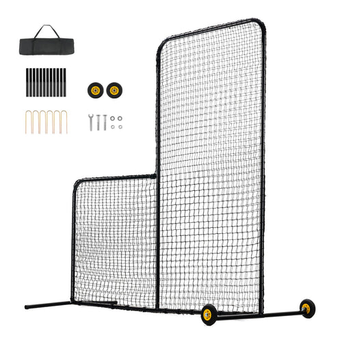 SucceBuy L Screen Baseball for Batting Cage 7x7 ft Softball Safety Screen Body Protector Portable Batting Screen with Carry Bag