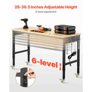 Load image into Gallery viewer, SucceBuy 60-Inch Adjustable Workbench 2000 lbs Load Work Bench with Power Outlet Wheels and Pegboard for Garage Workshop Home
