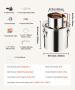 Amocart Alcohol Still 3 5 8Gal Stainless Steel Water Alcohol Distiller with Copper Coil Home Brewing Refining Fermentation Kit