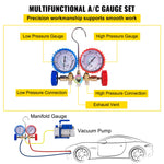 Amocart 3CFM 1/4HP Single Stage Air Vacuum Pump HVAC R134a R12 R22 R410a A/C Refrigeration Kit AC Manifold Gauge R134 Can Tap