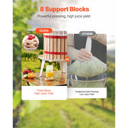 Load image into Gallery viewer, SucceBuy 6L 12L Fruit Wine Press Solid Wood Basket with 8 Blocks Heavy Duty Manual Juice Maker Cider Apple Grape Making Press
