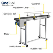 Load image into Gallery viewer, VEVOR 150 CM PVC Conveyor Belt Machine 59''x 7.8'' With Stainless Steel Adjustable Guardrail for Automatic Electrical Industrial
