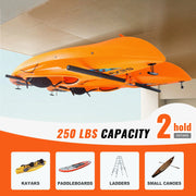 Load image into Gallery viewer, SucceBuy Kayak Ceiling Storage Rack Ceiling Storage Rack for 2 Kayak Canoe SUP Adjustable Height Overhead Kayak Holder Hanger - AMOCART
