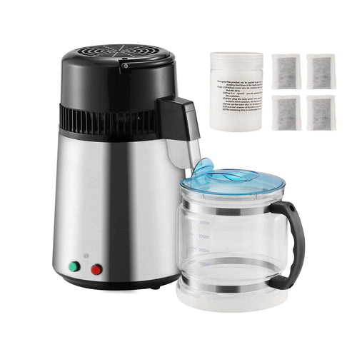 SucceBuy Distillateur d'eau 4L 1,05 gallon Purificateur d'eau pure Filtre pour comptoir domestique 750W Fabricant d'eau distillée Acier inoxydable