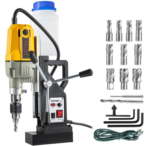 Amocart 1100W Magnetic Drill Press 7/12 Bits 40mm Electric Mag Bench Tapping Drilling Rig Machine