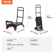 Bild in Galerie-Viewer laden, Amocart 300 lbs Folding Hand Truck Aluminum Lightweight Platform Cart Portable Telescopic Utility Dolly for Moving Shopping

