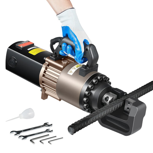 SucceBuy Electric Hydraulic Rebar Cutter Portable Rebar Cutter High Power Steel Rebar Cutter with Oil Can Rich Accessories Black