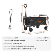 Charger l'image dans la visionneuse de galerie, Amocart Collapsible Folding Wagon Beach Wagon Cart with All-Terrain Wheels Drink Holder Sport Wagon for Camping Shopping Garden
