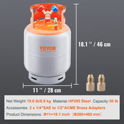 Charger l'image dans la visionneuse de galerie, Amocart Refrigerant Recovery Tank 50 LBS Capacity 400 psi Portable Cylinder Tank with Y-Valve for Liquid/Vapor, for R22/R134A
