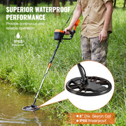 Load image into Gallery viewer, Amocart Metal Detector 8Inch Waterproof Search Coil &amp; High Accuracy Pointer Display Adjustable 38''-49'' Aluminum Stem Detector
