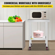 Load image into Gallery viewer, SucceBuy Stainless Steel Kitchen Worktable shelves Commercial Work Bench Table with Caster Wheels for Home Restaurant Storage
