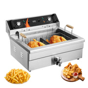 Charger l'image dans la visionneuse de galerie, Friteuse commerciale SucceBuy 3000W électrique pour dinde avec panier 30,6 Qt Friteuses de comptoir en acier inoxydable à réservoir unique
