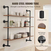 Load image into Gallery viewer, Amocart Industrial Pipe Shelf Wall-Mount Floating Rustic Wood Shelves Bracket Storage Rack Sundries Holder for Kitchen Bedroom
