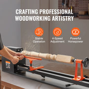 Load image into Gallery viewer, SucceBuy Benchtop Wood Lathe 10in x 18in / 14in x 40in US-120V Power Wood Turning Lathe Machine Variable Speeds for Woodworking
