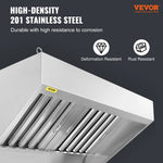 Amocart 4/5/6/7/8/9FT Commercial Exhaust 201 Stainless Steel Concession Hood Under Cabinet Range Hood Kitchen Vent Hood Sliver