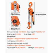 Load image into Gallery viewer, SucceBuy Manual Lever Chain Hoist 1-1/2T / 3T / 6T  Capacity Come Along 10FT/ 20FT Lift G80 Alloy Steel Chain 360°Rotating Hooks - AMOCART
