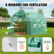 Charger l'image dans la visionneuse de galerie, SucceBuy Walk-in Tunnel Greenhouse Hoop House Greenhouse Tunnel Plant Hot House with Steel Frame PE Cover Roll-up Zipper Door
