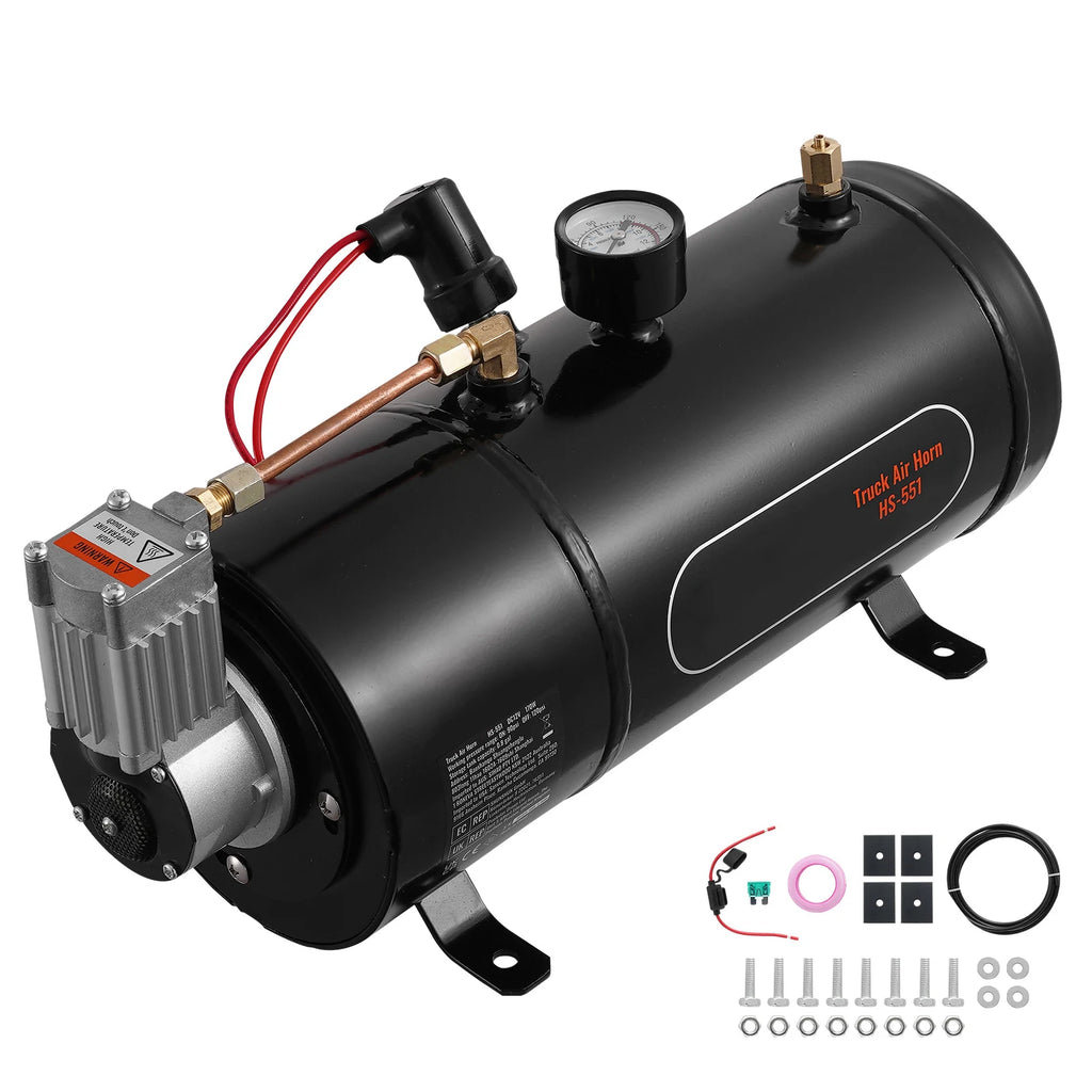 SucceBuy 12V Air Compressor with Tank 0.8 Gal/3L Train Horn Air Compressor 120psi Working Pressure Onboard Air Compressor System