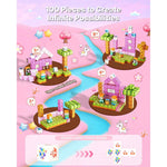 Amocart 100PCS Magnetic Blocks Princess Castle Set Magnetic Building Cubes STEM Montessori Sensory Toys for Kids Birthday Gift