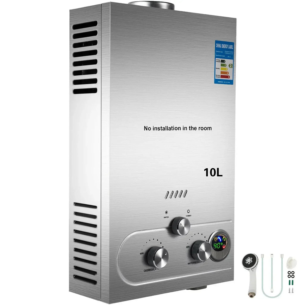 SIHAO 6L-18L Propane Gas Water Heater Digital Display Bathroom Heating Instant Outdoors Car Camping Water Heater Boiler