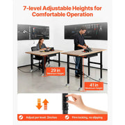Load image into Gallery viewer, SucceBuy Adjustable Workbench on Wheels Oak Wood Top 60x24 In 2000 lbs Capacity with Drawer Power Outlets for Garage Workshop
