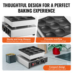 Amocart 9PCS Dutch Pancake Maker Dorayaki Baker Machine Commercial Electric Poffertjes Grill for Home Kitchen Snack Bar