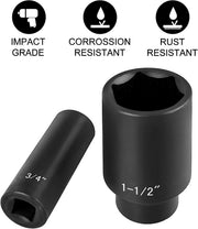 Bild in Galerie-Viewer laden, SucceBuy 19 Impact Socket Set 1/2" Impact Sockets Deep Socket 6-Point Sockets 1/2 Inches Drive Socket Impact 3/8 inch 1-1/2 inch
