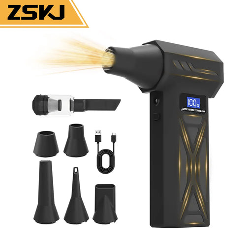 Powerful Air Blower 130000Rpm 4 Gear Adjustable Turbo Jet Blower With Led Light Battery Display Cordless Compressed Air Duster
