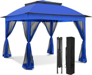 Load image into Gallery viewer, Customizable 13x13 Pop Up Gazebo with Mesh Netting,  Easy Set up Outdoor Gazebo Easy Up Screened Canopy for Patio and Backyard
