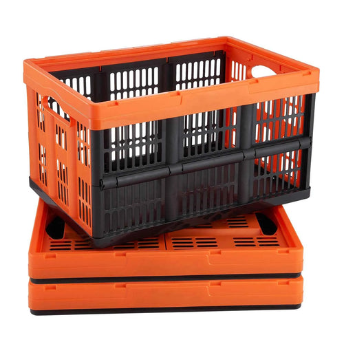 Amocart 45L 3/6 Pack Plastic Collapsible Storage Basket Folding Bins with Handles Stackable Containers for Clothes Grocery Toys
